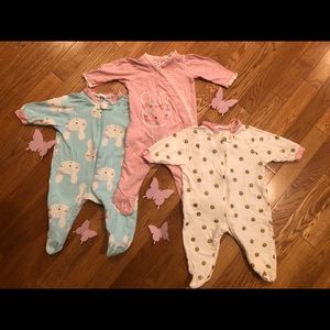 100% Organic Cotton Baby Girls Sleep N Play 3-pack